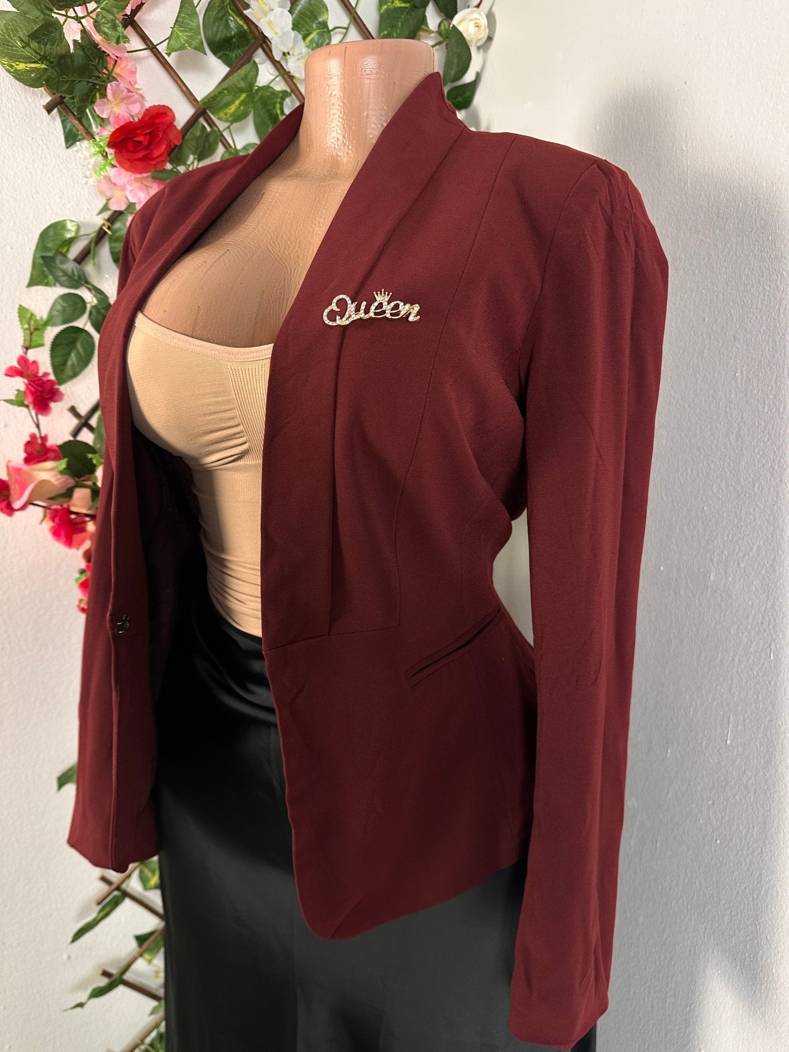 Veste blazer pour femme couleur rouge bordeaux - Perluna Store - kinshasa