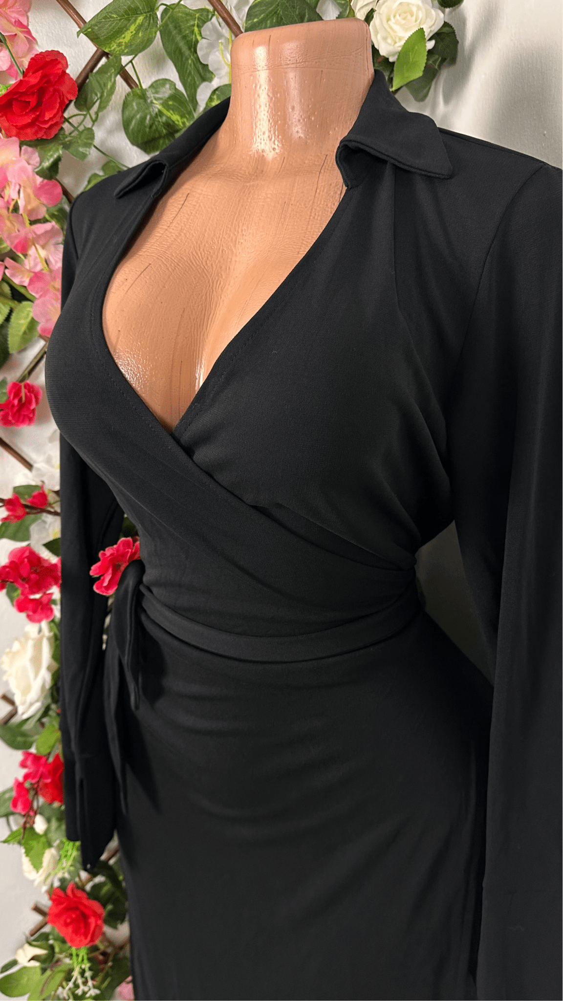 Robe enveloppe évasée manche longue - Perluna Store
