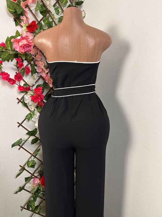 Combinaison bustier ceinturé jambe évasée - Perluna Store