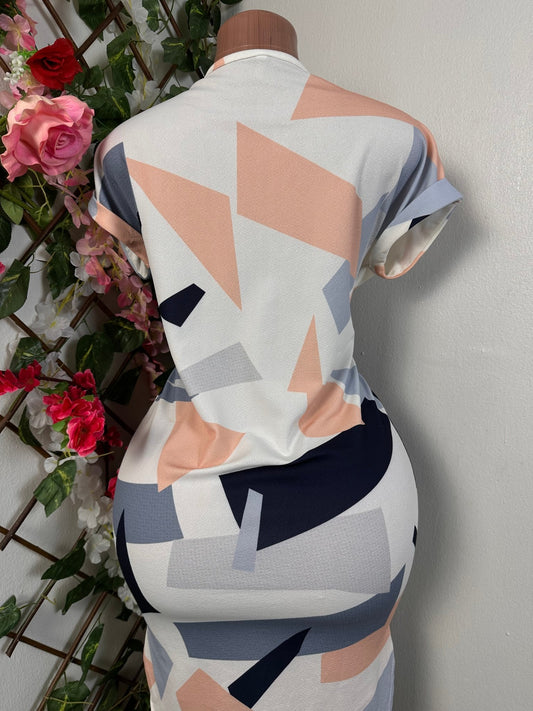 Robe légère décontracté colle rond demi ouvert mini manche retroussé - Perluna Store
