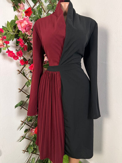 Robe 2 temps manche longue colle remonté mi longue - Perluna Store