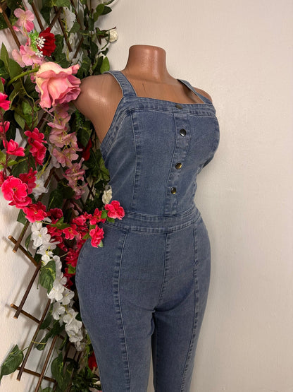 Combinaison en Jeans à bretelle à fermeture éclaire - Perluna Store