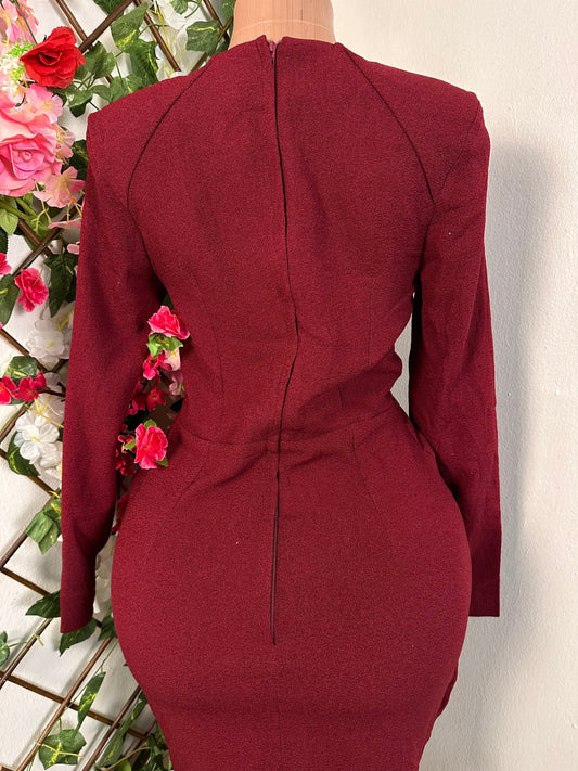 Robe élégante manche longue décolleté plongeant - Perluna Store
