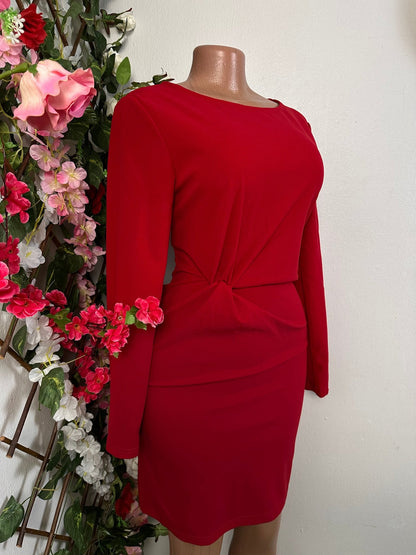 Robe courte élégante drapé à manche longue colle rond - Perluna Store