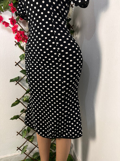 Robe en queue de poisson mi longue manche courte - Perluna Store
