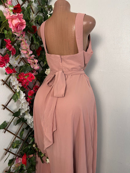 Robe longue élégante sans manche a nœud dans le dos - Perluna Store