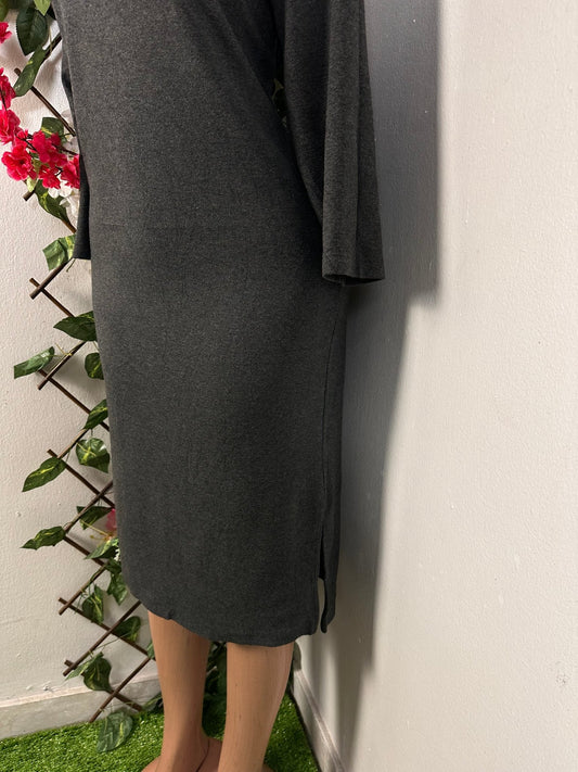 Robe mi longue à colle rond avec manche mi longue - Perluna Store