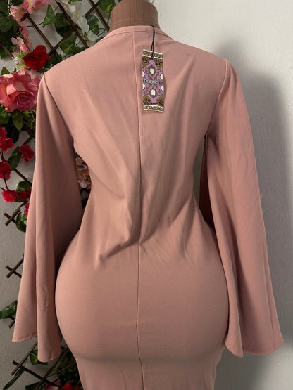 Robe moulante à manche longue volant - Perluna Store