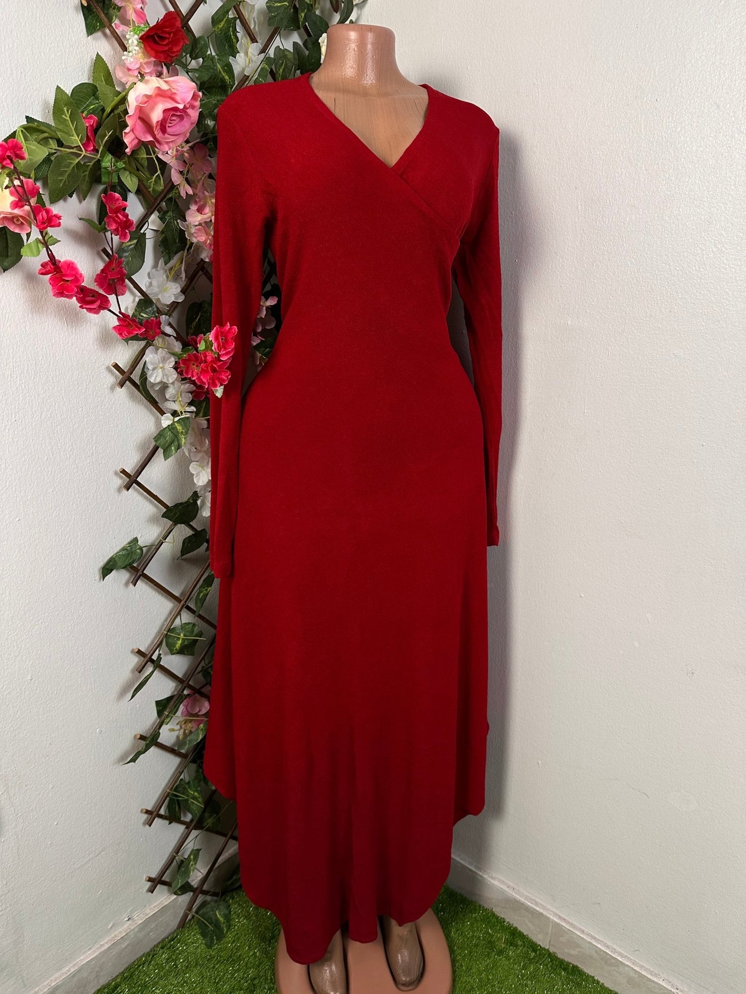 Robe longue confortable à colle en V - Perluna StorePerluna Store