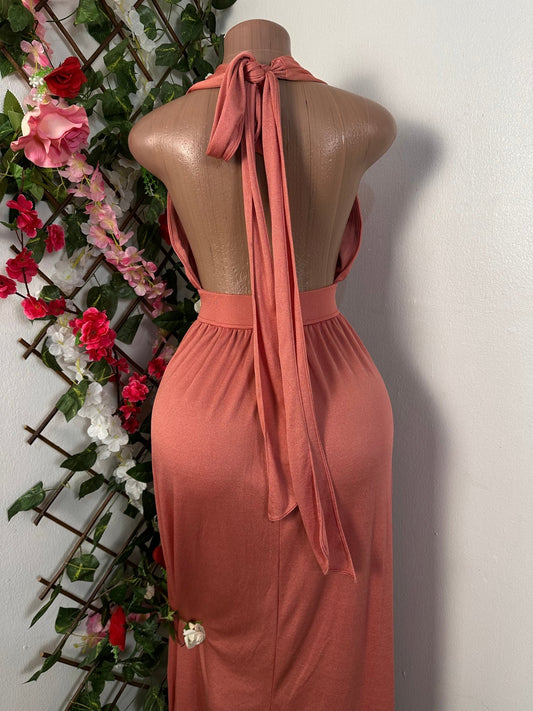Robe longue élégante à dos dénudé sans manche - Perluna Store