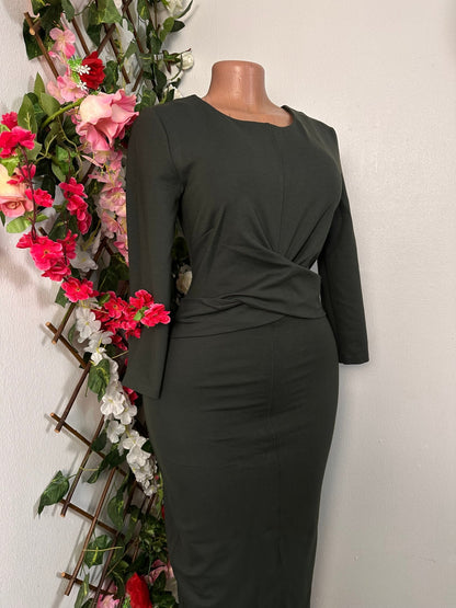 Robe moulante mi longue à colle rond manche longue - Perluna Store