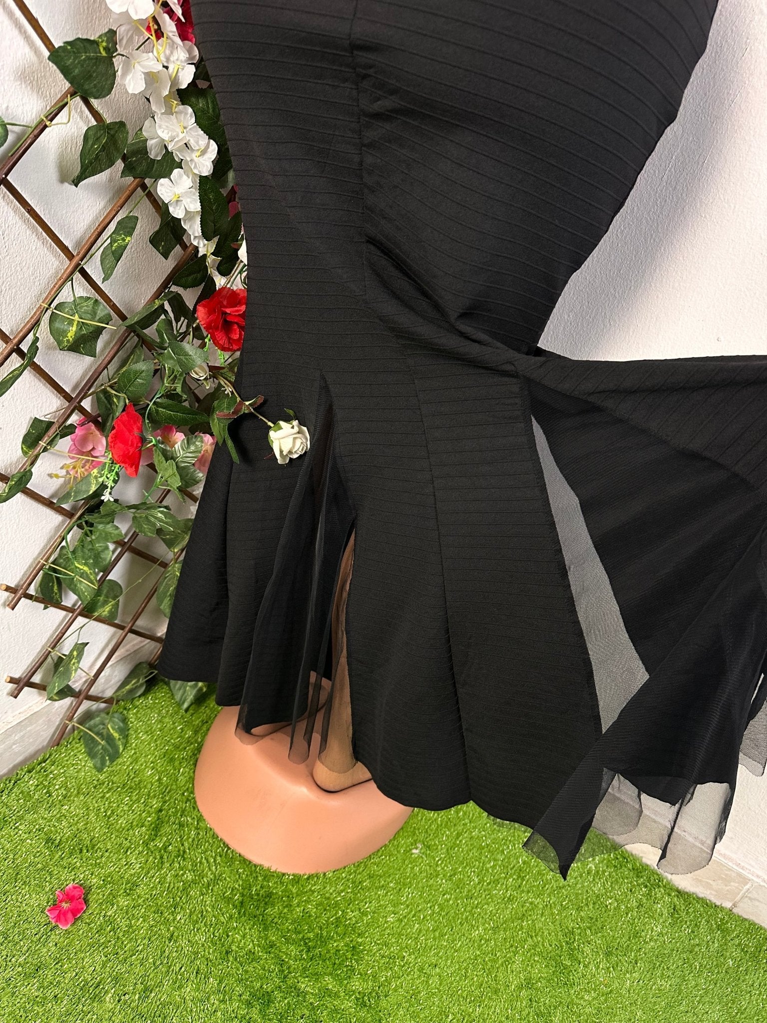 robe de soirée moulante longue à double fente voilé sans manche - Perluna Store