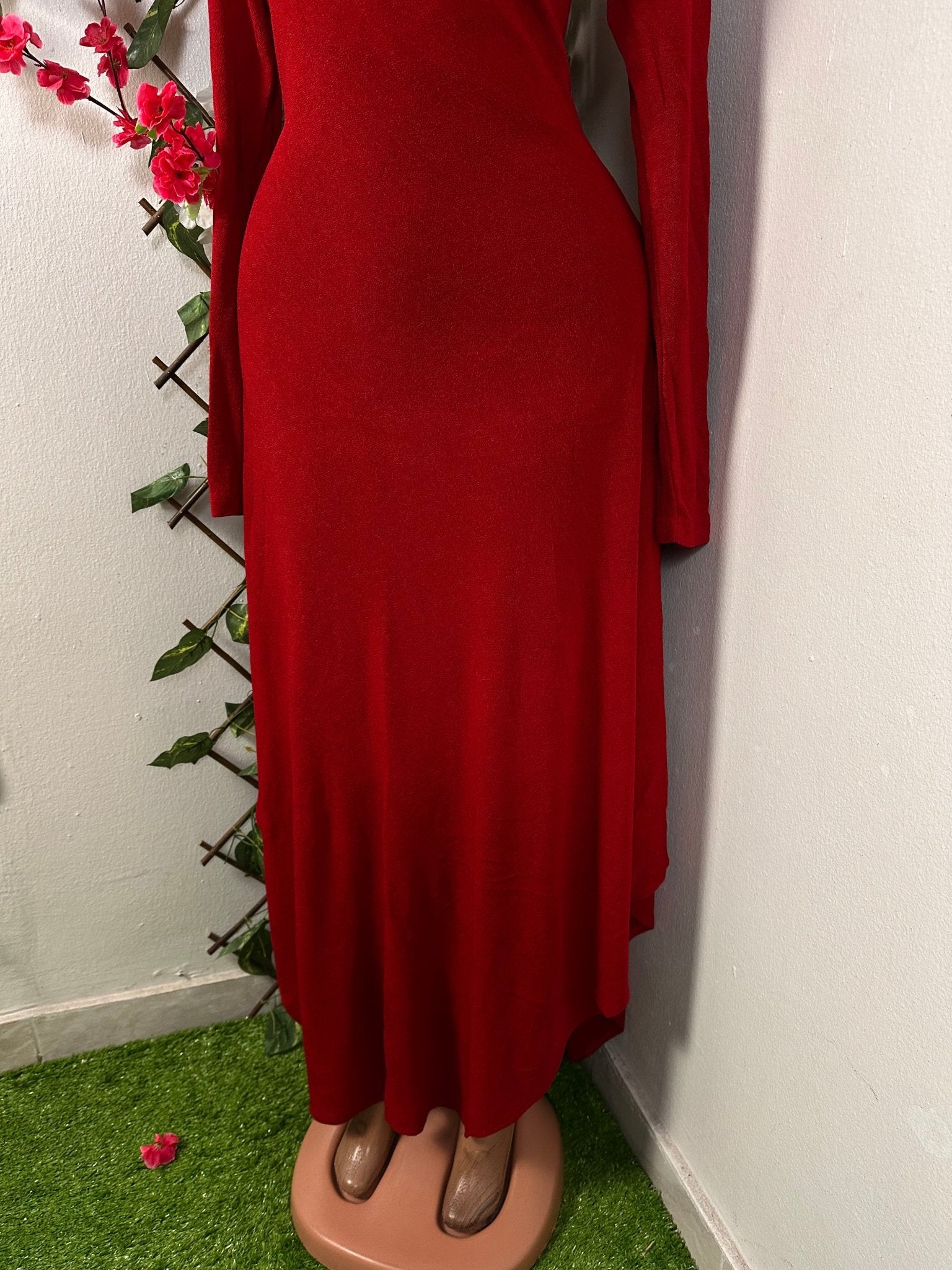 Robe longue confortable à colle en V - Perluna Store