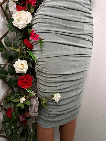 Robe moulante mi - longue dos nue avec bretelle large - Perluna Store