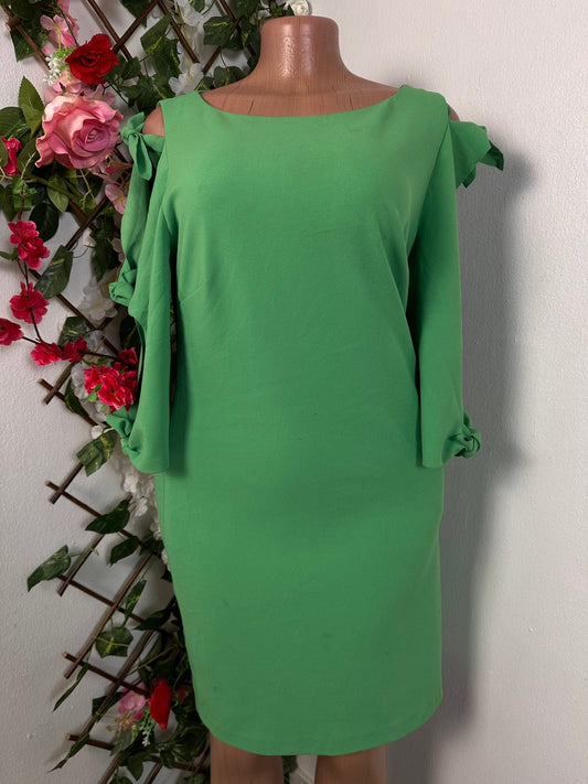 Robe droite mi longue avec manche 3/4 dénudée à nœud - Perluna Store