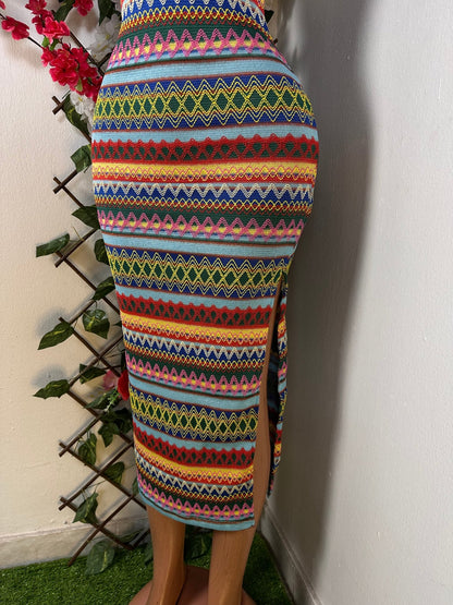 Robe de plage confortable mi longue colle carré avec fente - Perluna Store