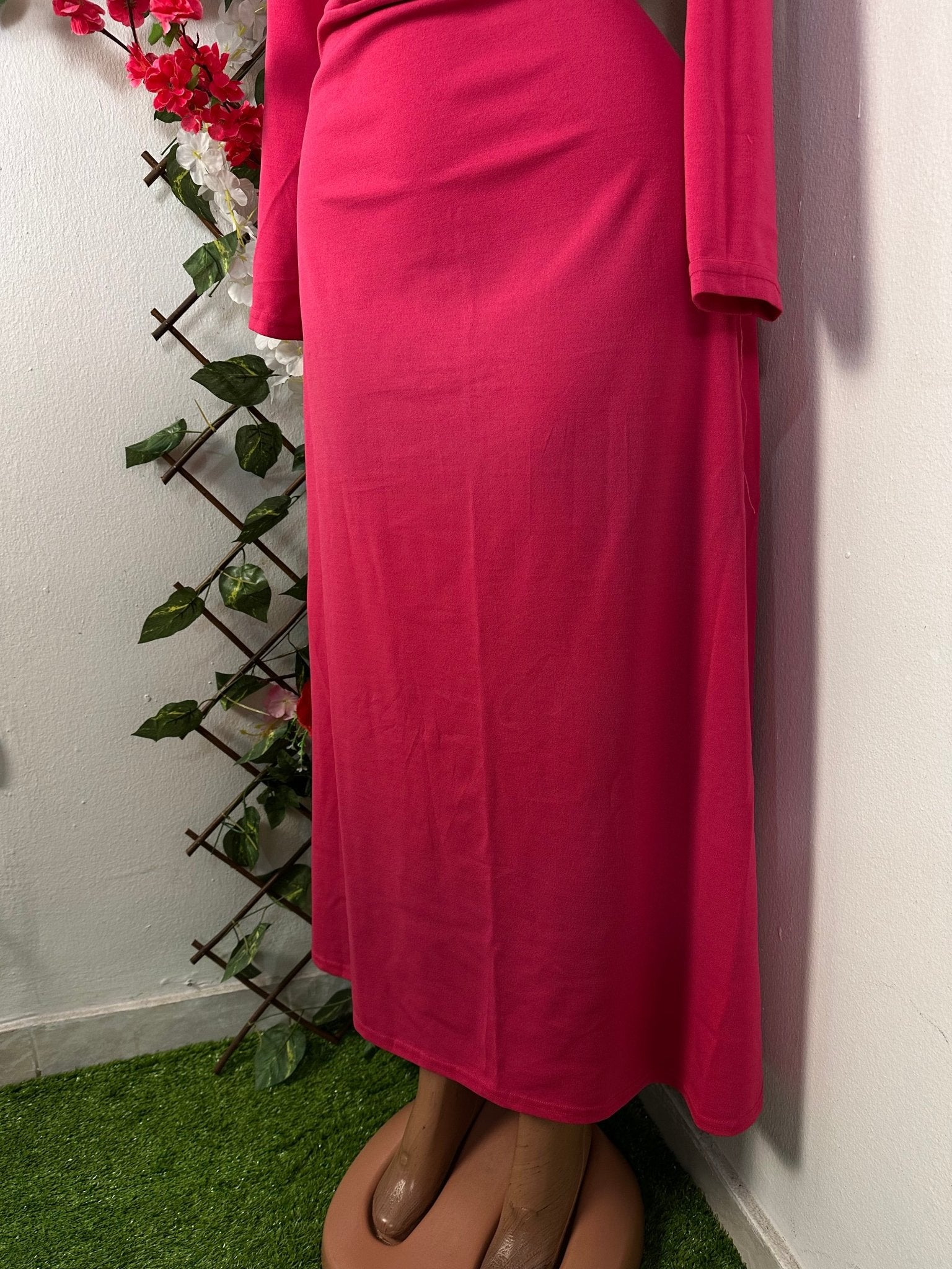 Robe longue élégante à manche longue avec fermeture éclaire devant - Perluna Store