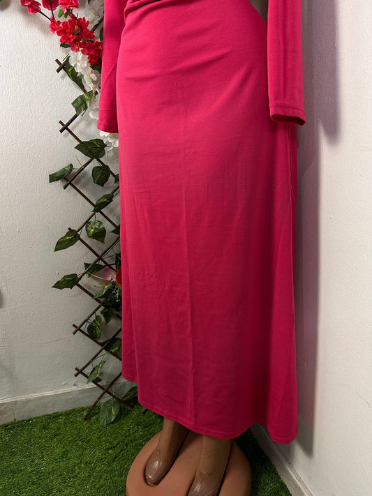 Robe longue élégante à manche longue avec fermeture éclaire devant - Perluna Store