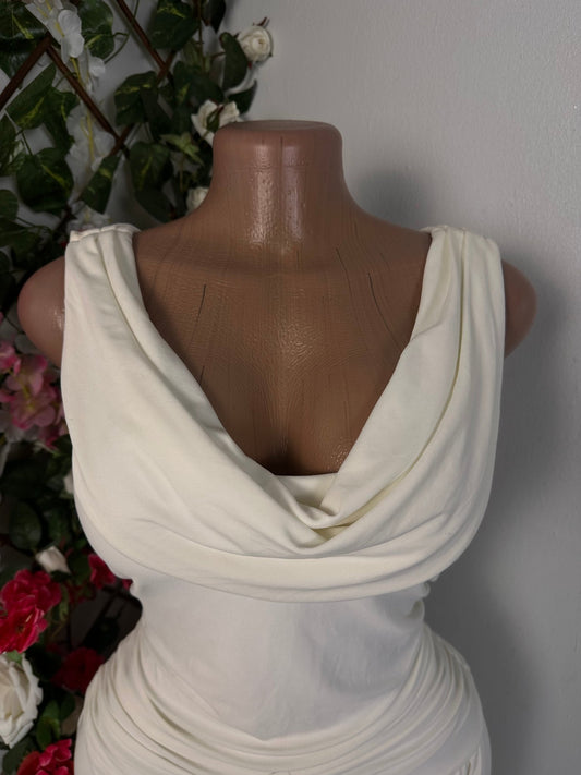 Robe élégante mi - longue colle drapé dos nue - Perluna Store