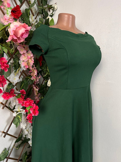 Robe mi longue évasée mini manche décolleté ondulé - Perluna Store