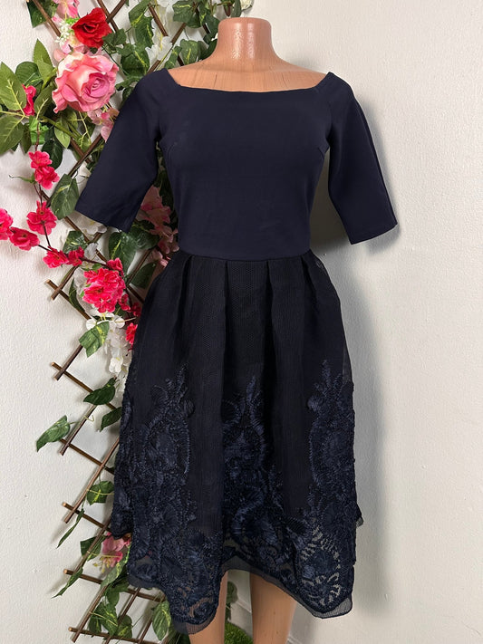 Robe mi longue en toile évasée d'écolleté halter manche courte - Perluna Store