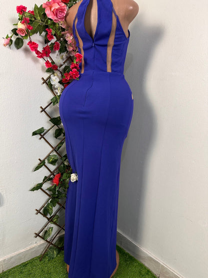 Robe élégante moulante double fente décolleté halter - Perluna Store