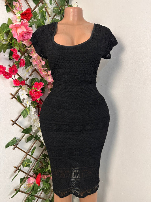 Robe en maille avec doublure manche courte colle en U - Perluna Store