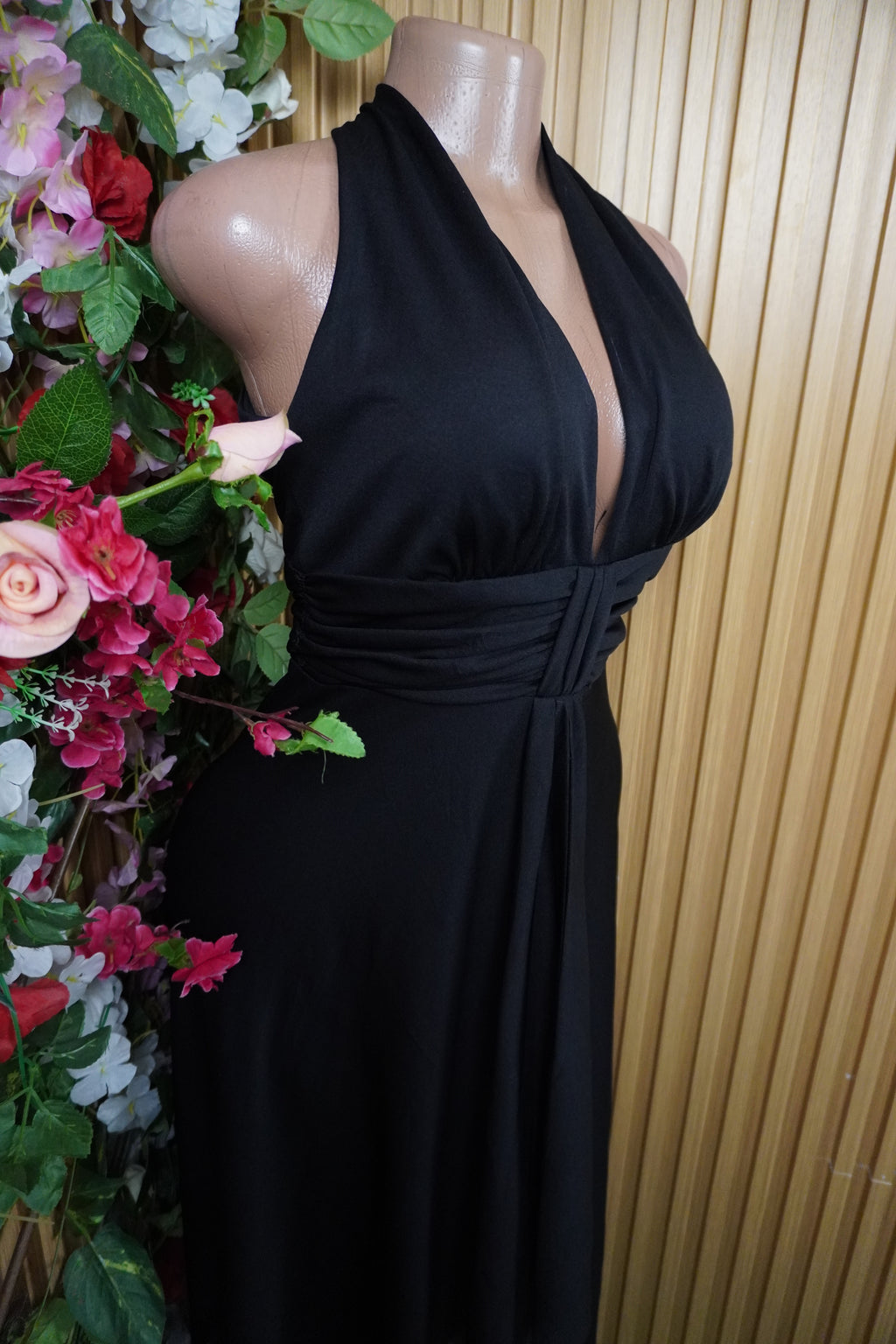 Robe évasée-longue sans manches dénudée-S