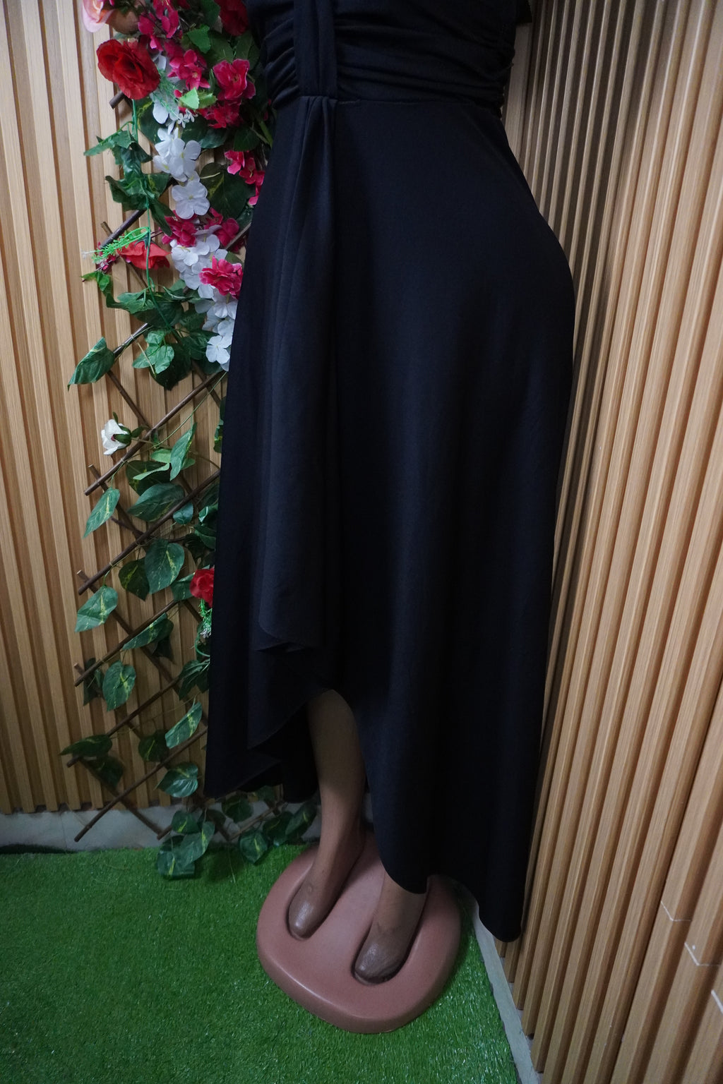 Robe évasée-longue sans manches dénudée-S