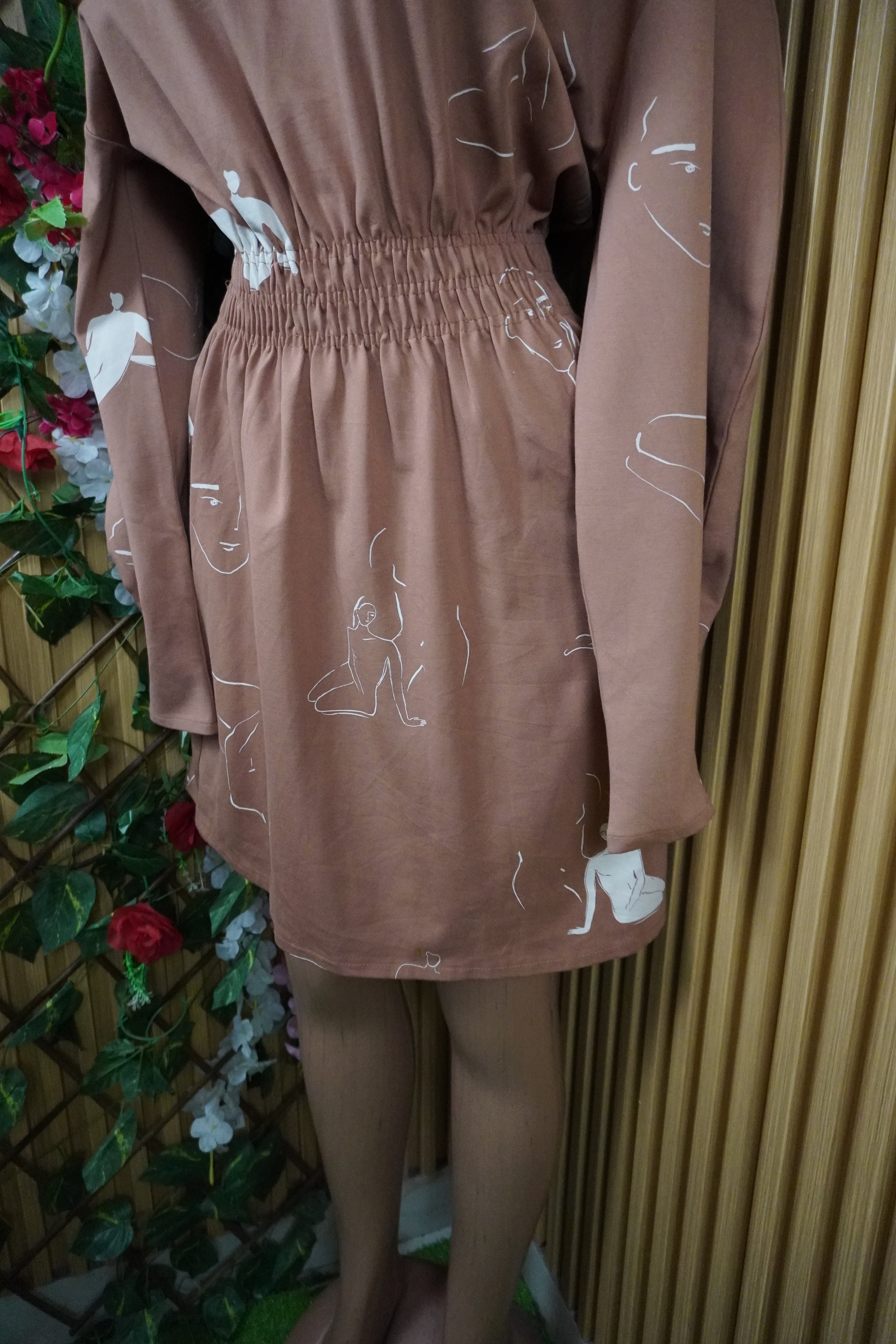Robe tricot manches longue ceintrée-S