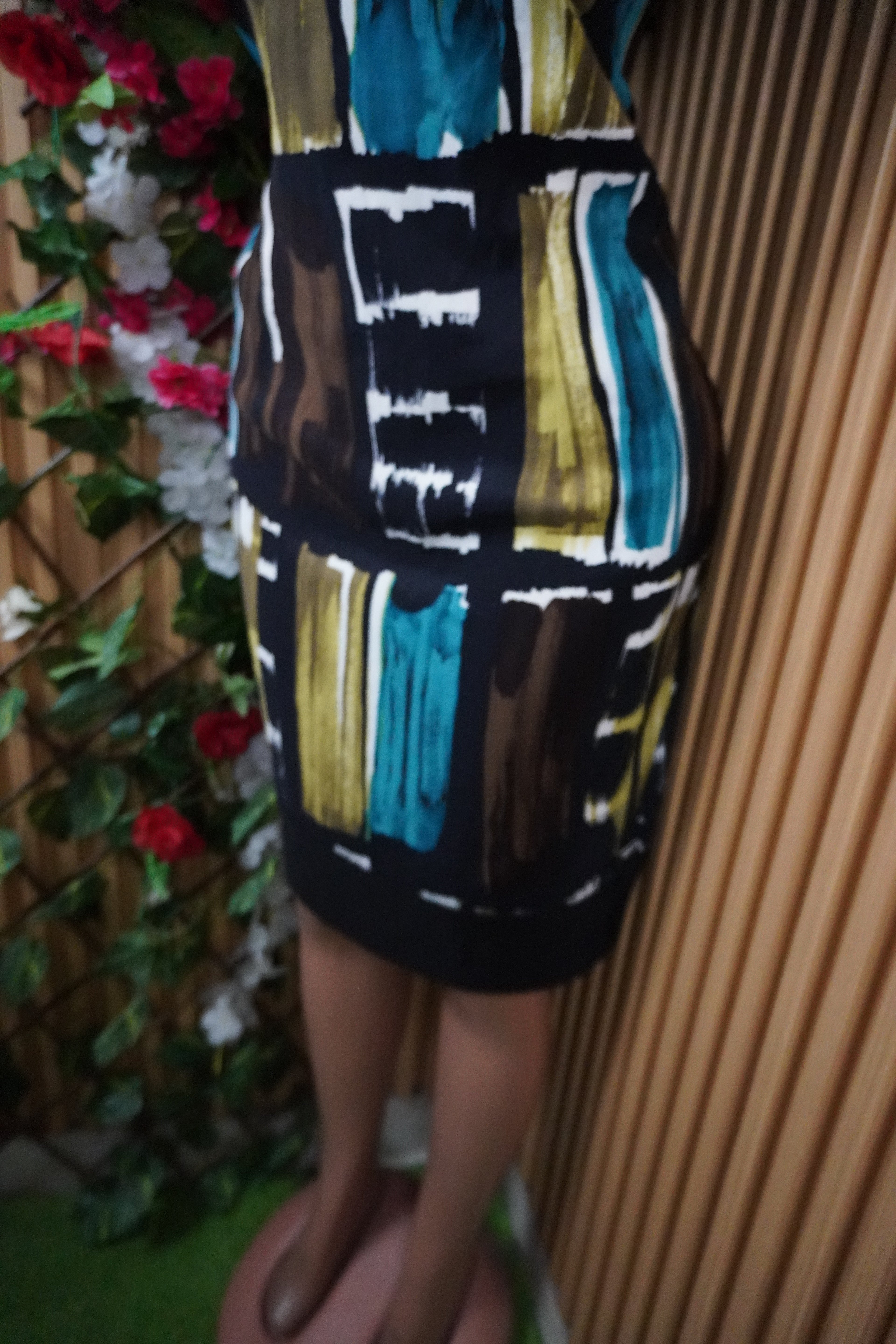 Robe droite sans manches motif coloré-M