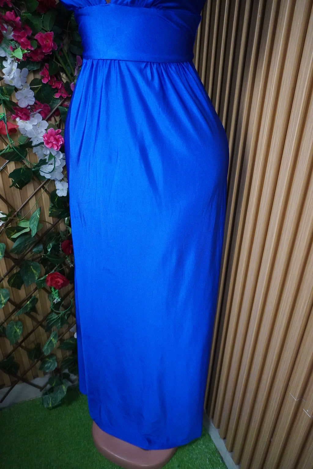 Robe évasée longue sans manches décolletée-S
