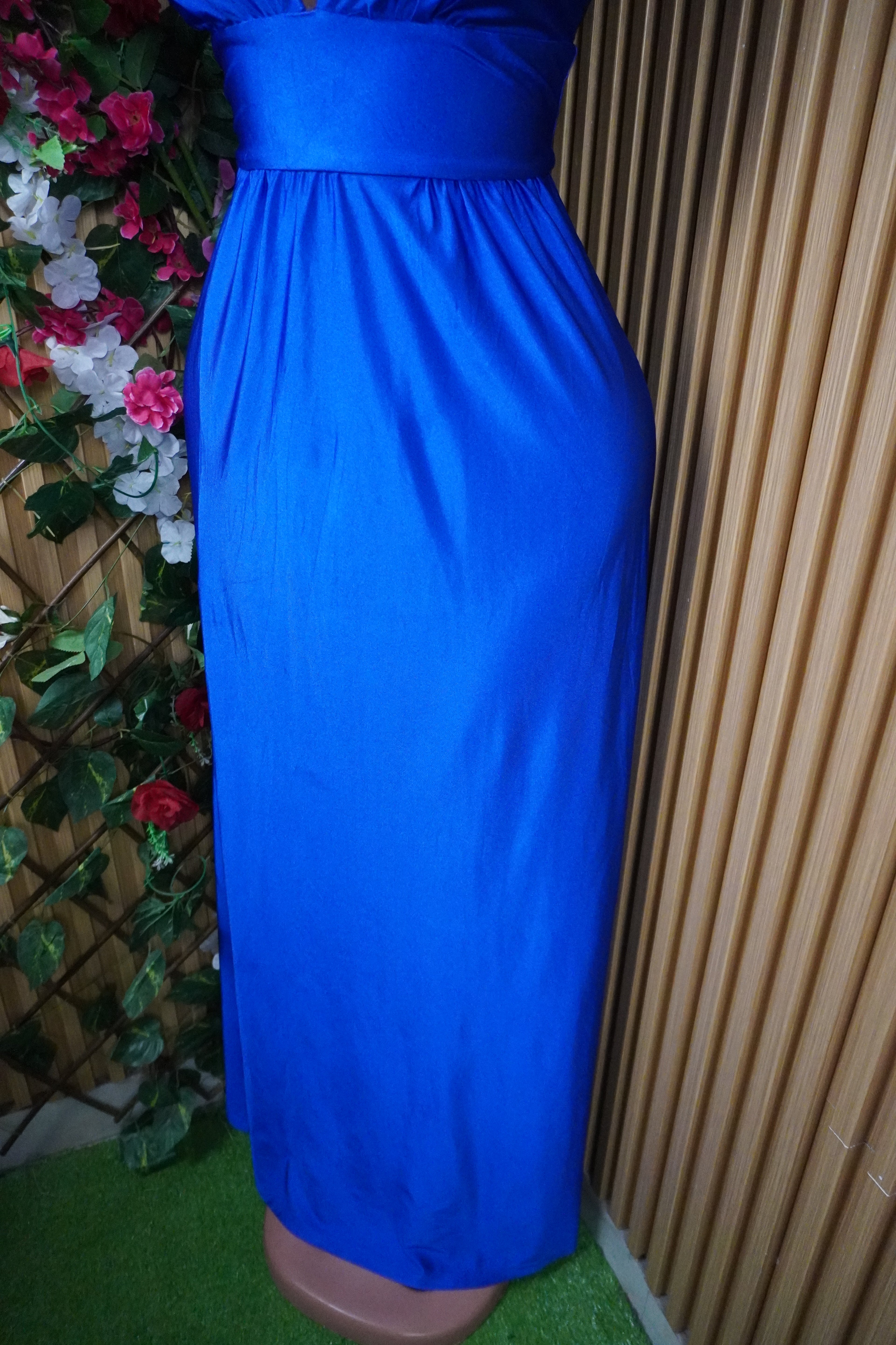 Robe évasée longue sans manches décolletée-S