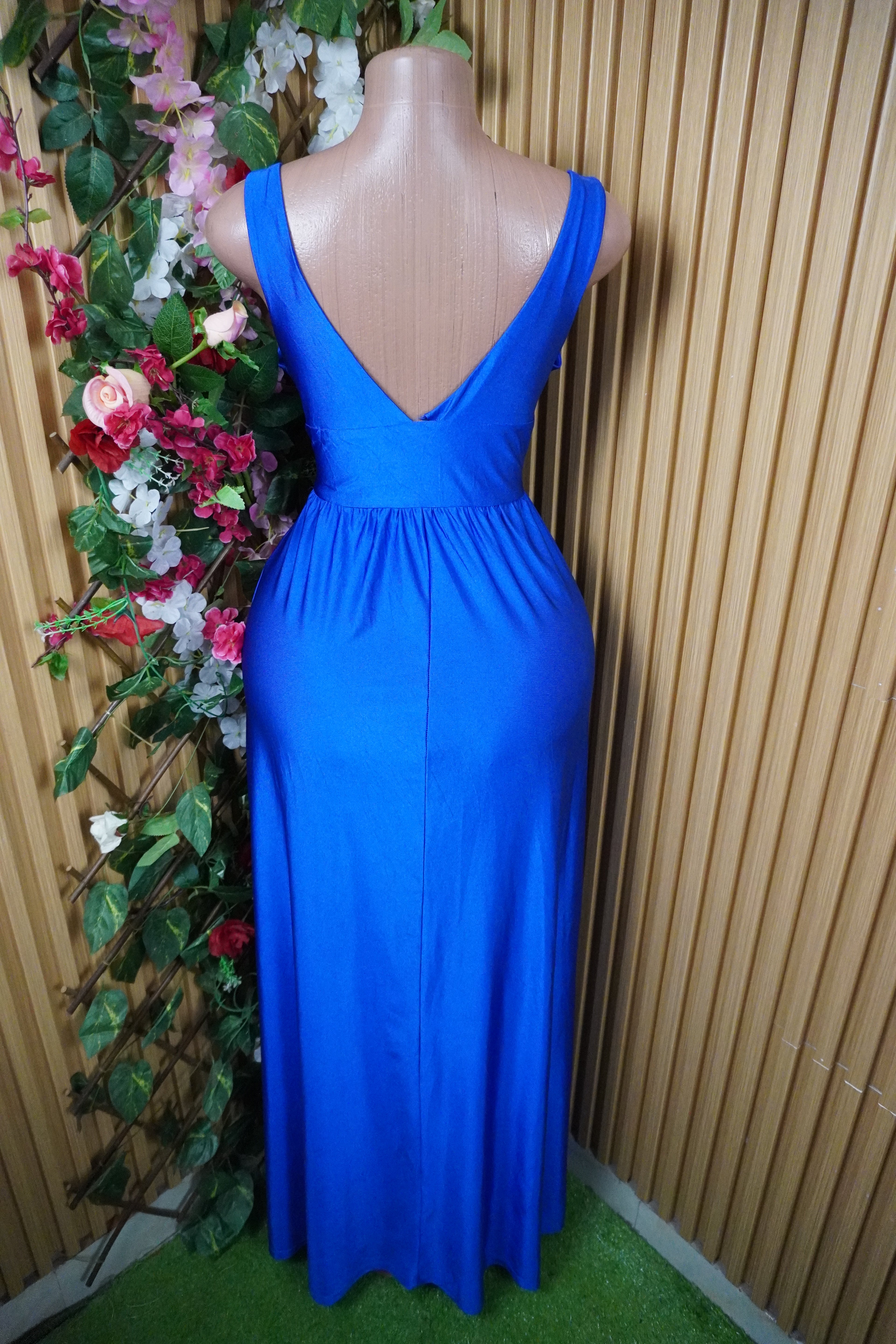 Robe évasée longue sans manches décolletée-S