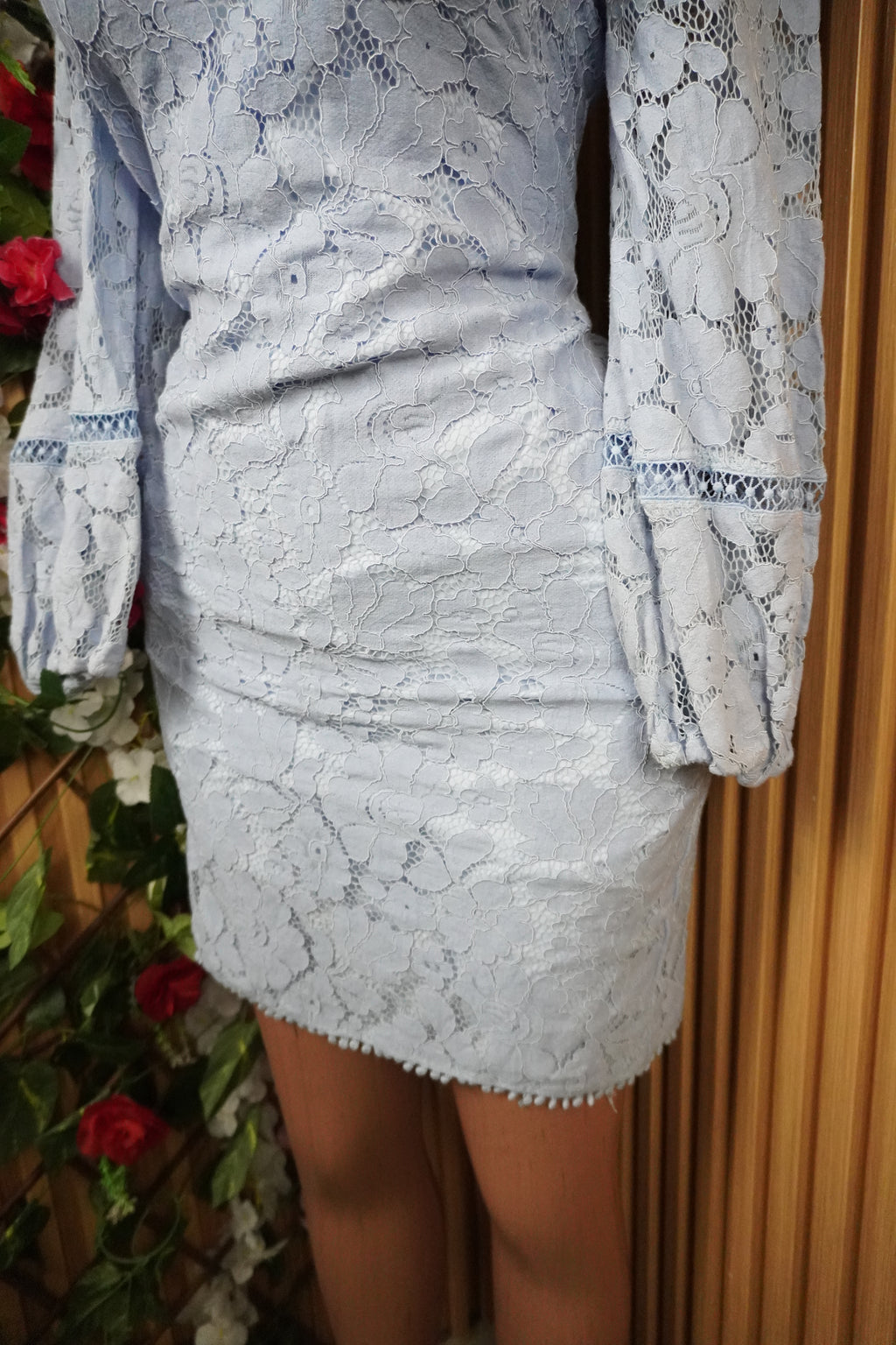 Robe moulante manches longues motif bretelles-S