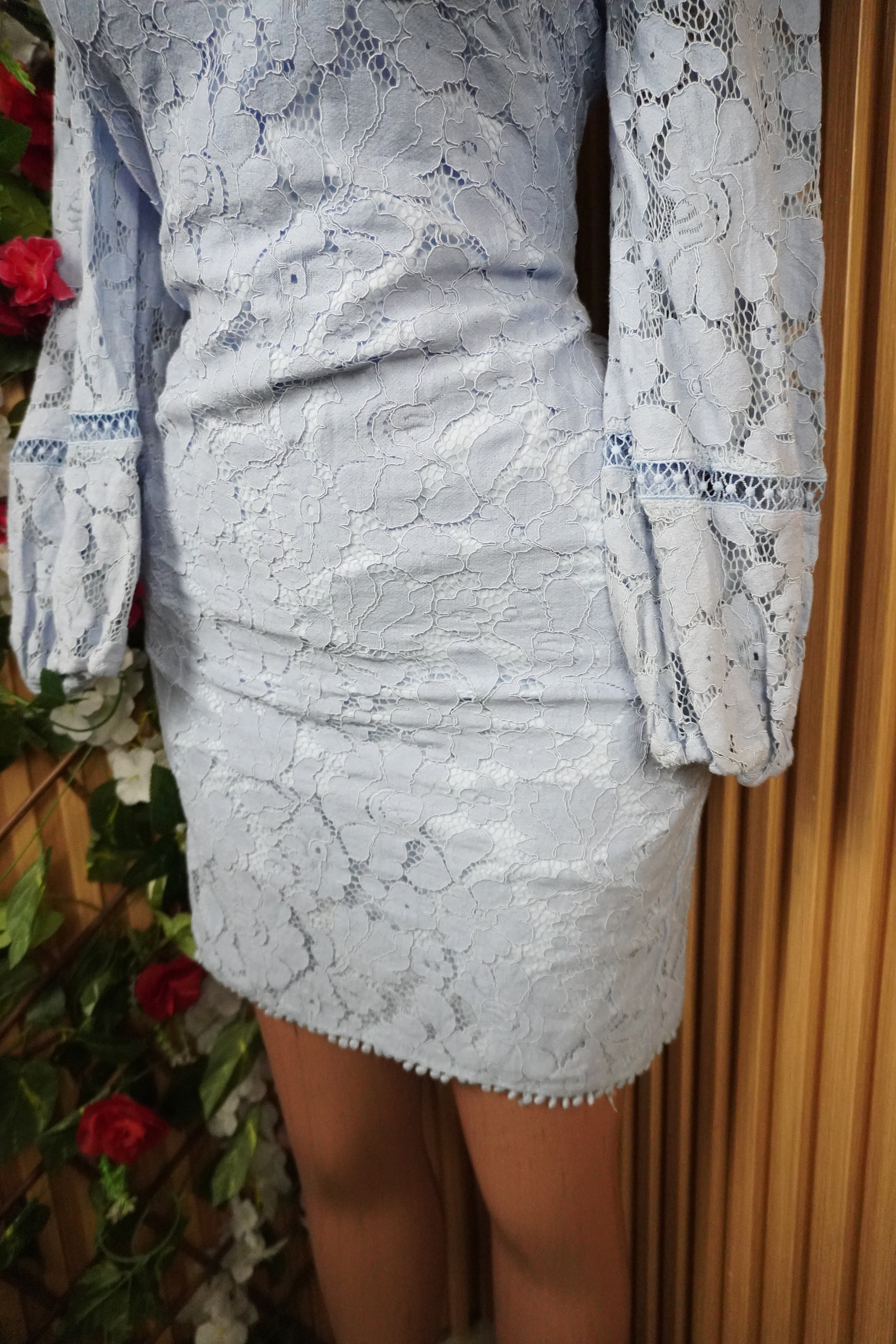 Robe moulante manches longues motif bretelles-S
