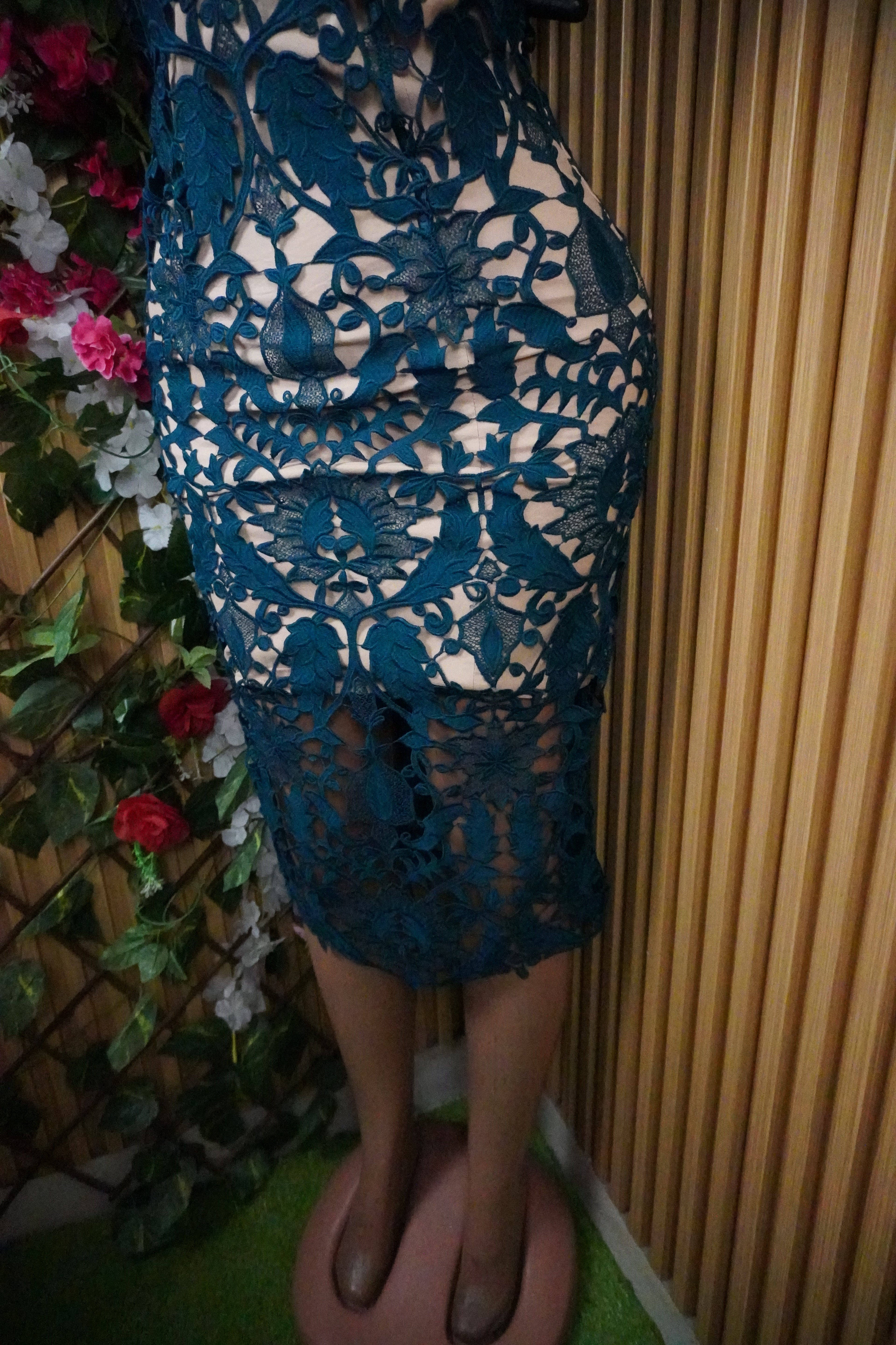 Robe moulante sans manches motif bretelles-S