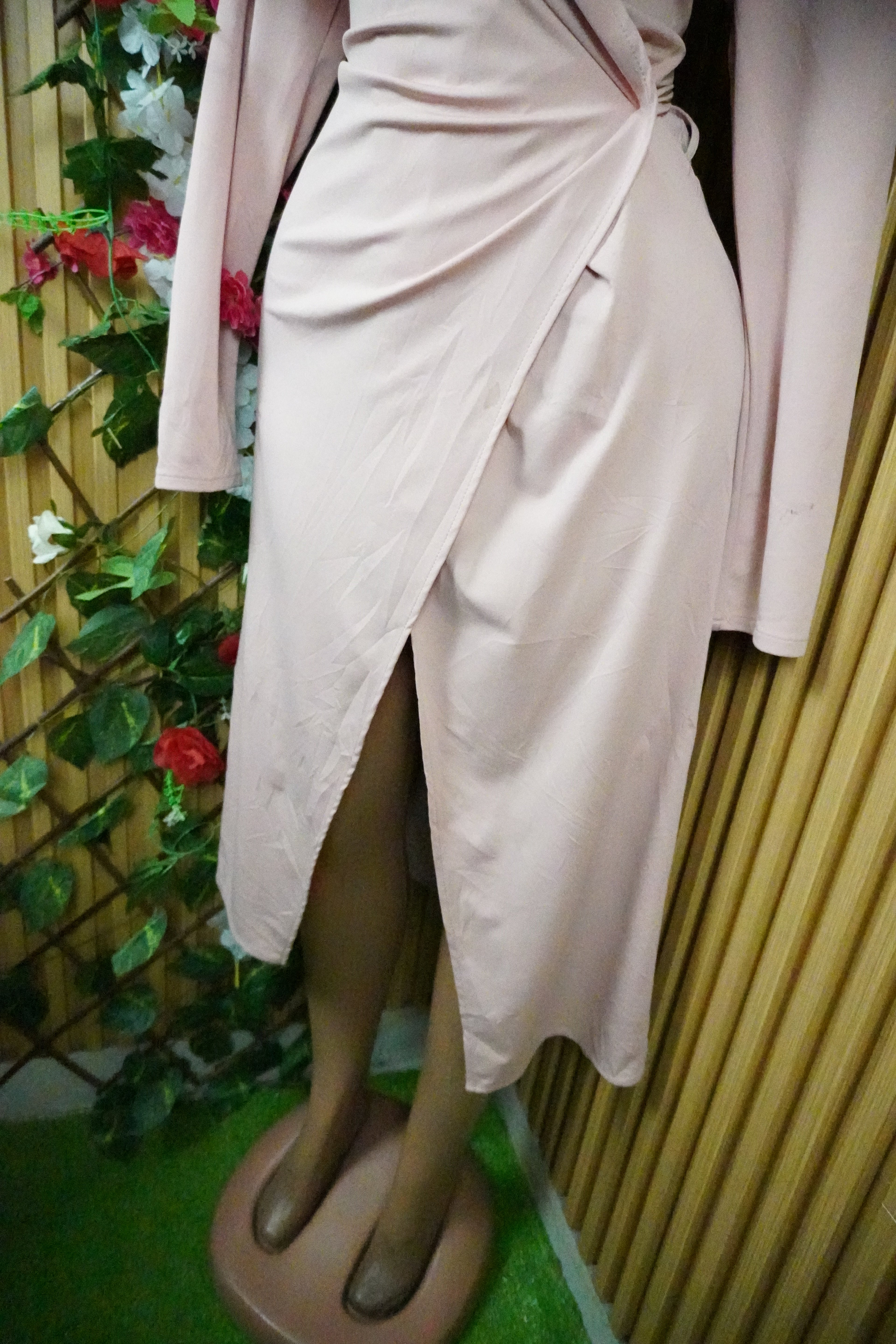 Robe évasée longue manches longues stylée-S