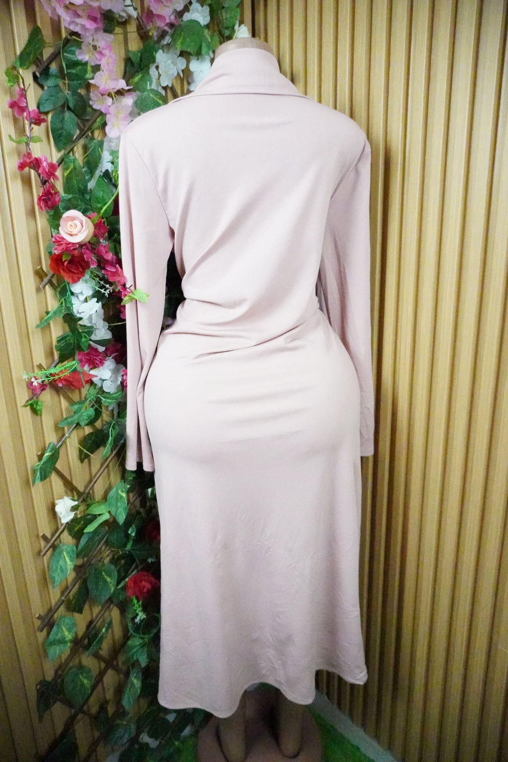 Robe évasée longue manches longues stylée-S