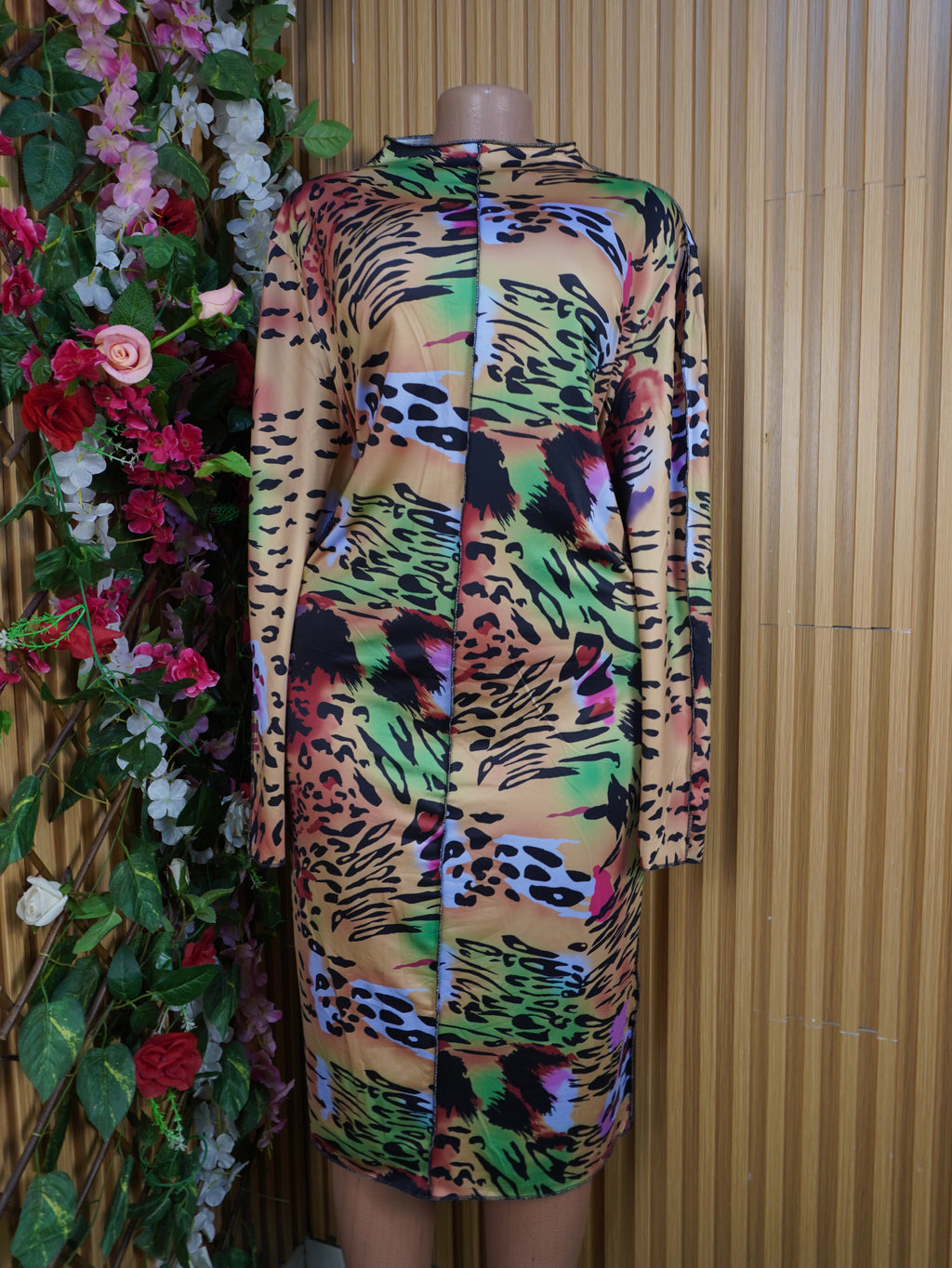 Robe évasée manches longues imprimée fleurie-XXXL