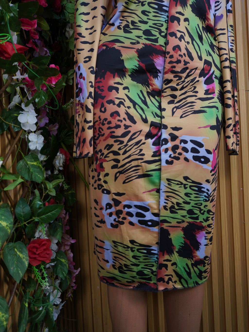 Robe évasée manches longues imprimée fleurie-XXXL