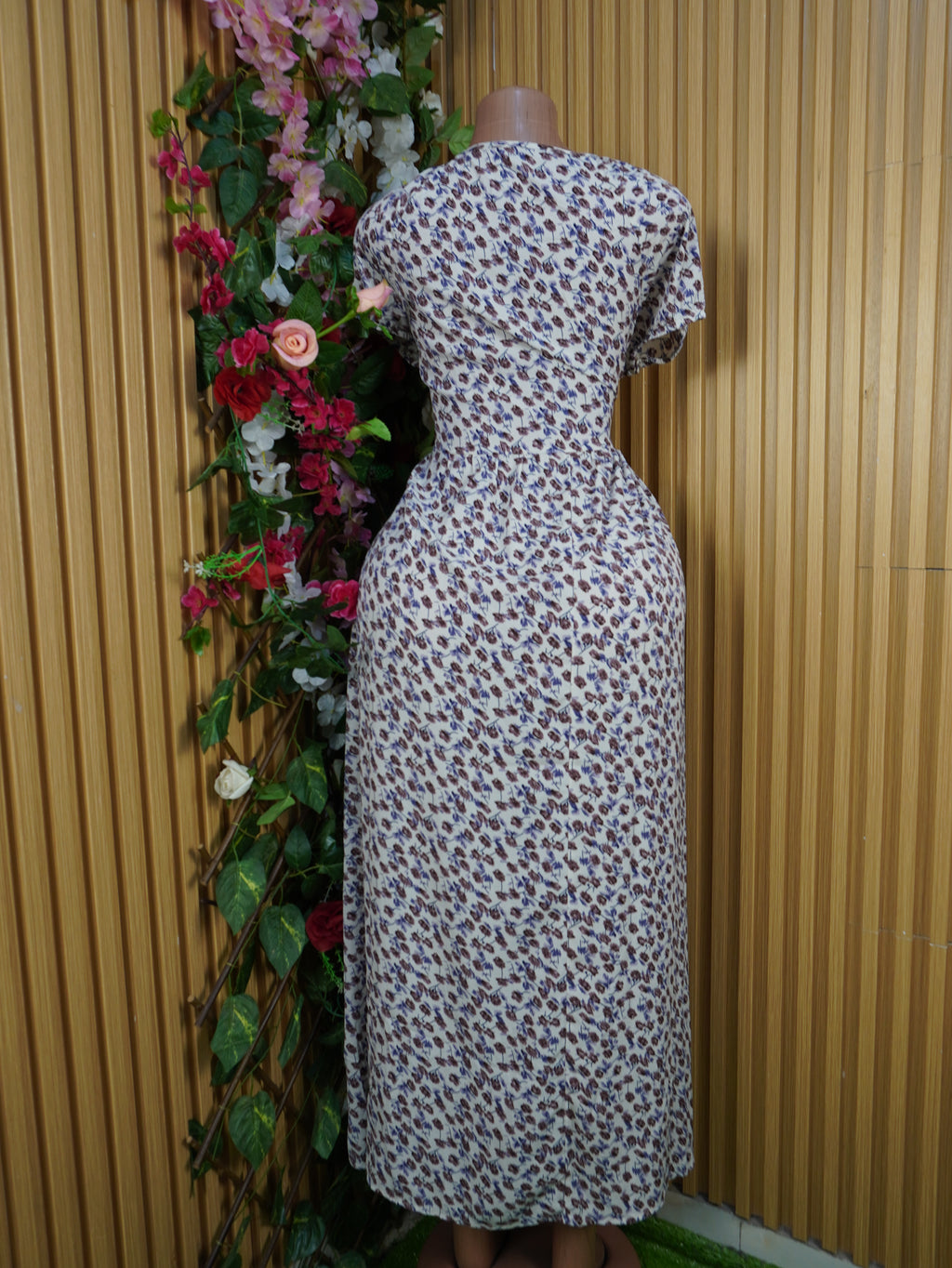 Robe évasée longue manches courtes-XL