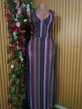 Robe moulante longue sans manches rayée-S 12