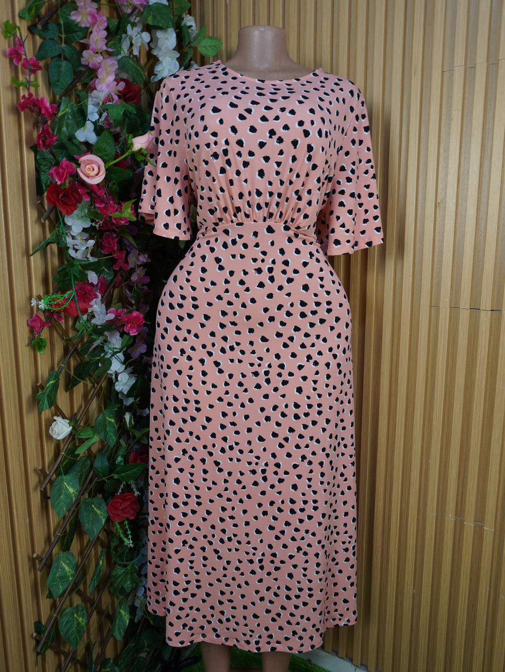 Robe évasée longue manches courtes décolletée-XL