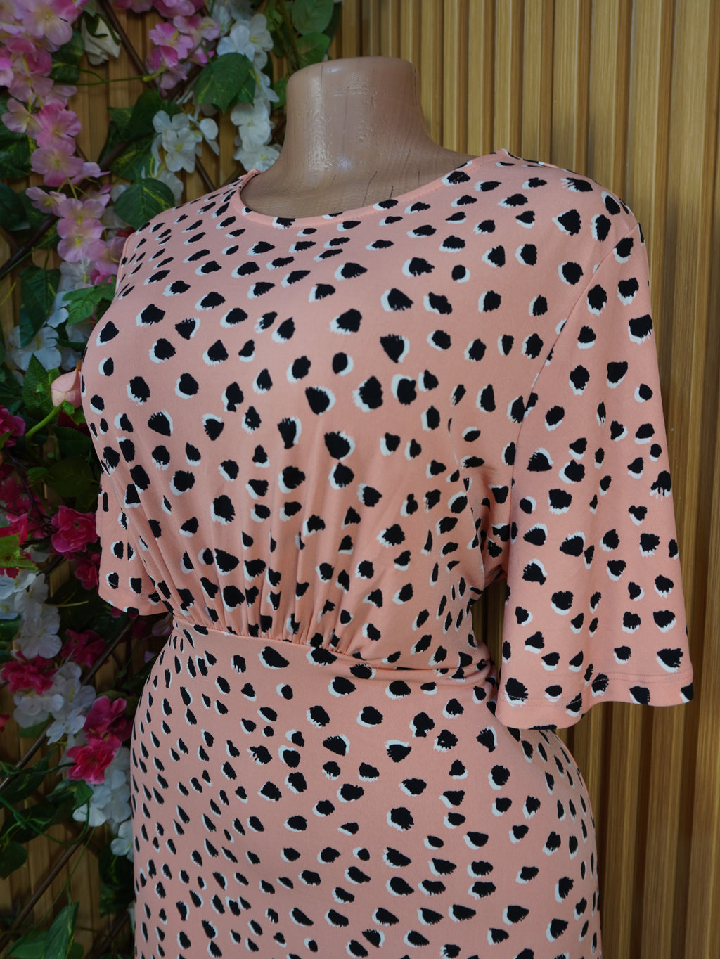 Robe évasée longue manches courtes décolletée-XL