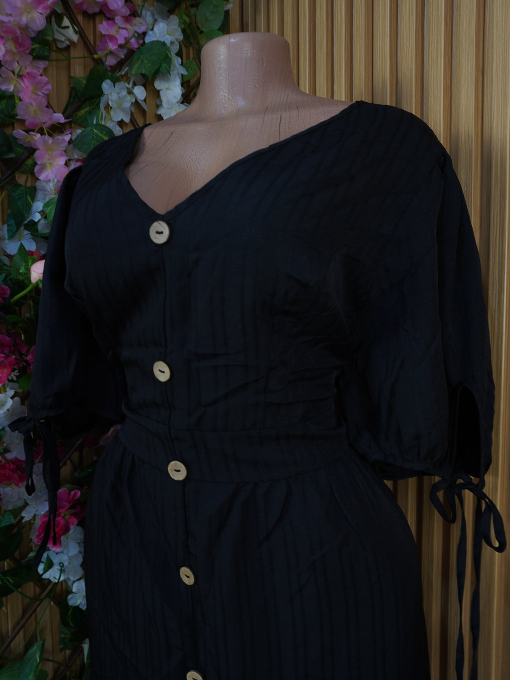 Robe évasée longue manches courtes avec botons-XXXL