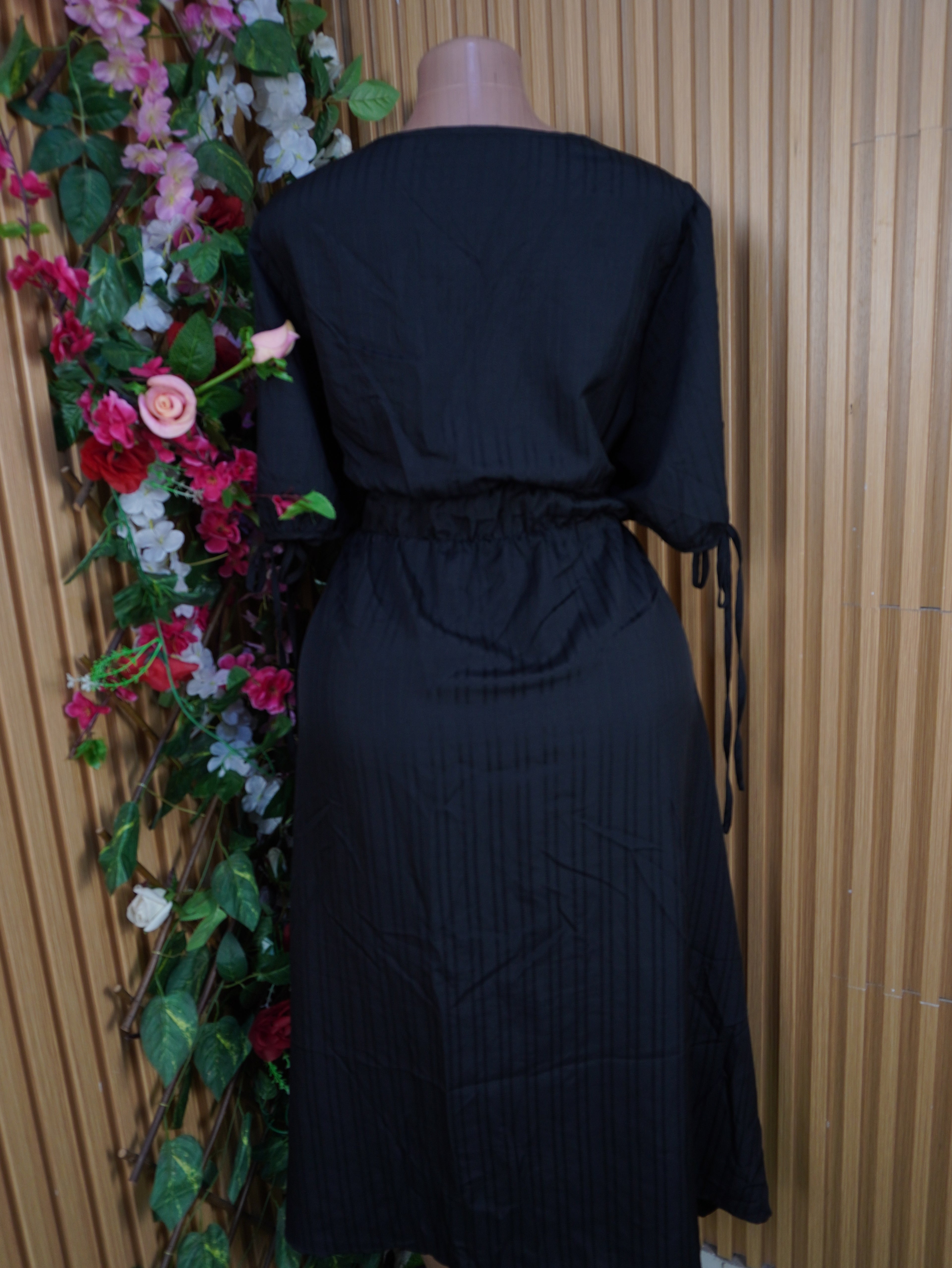 Robe évasée longue manches courtes avec botons-XXXL