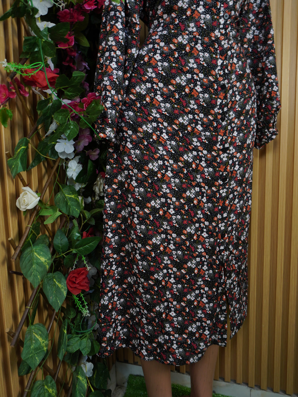 Robe évasée mi-longue manches longues-XL