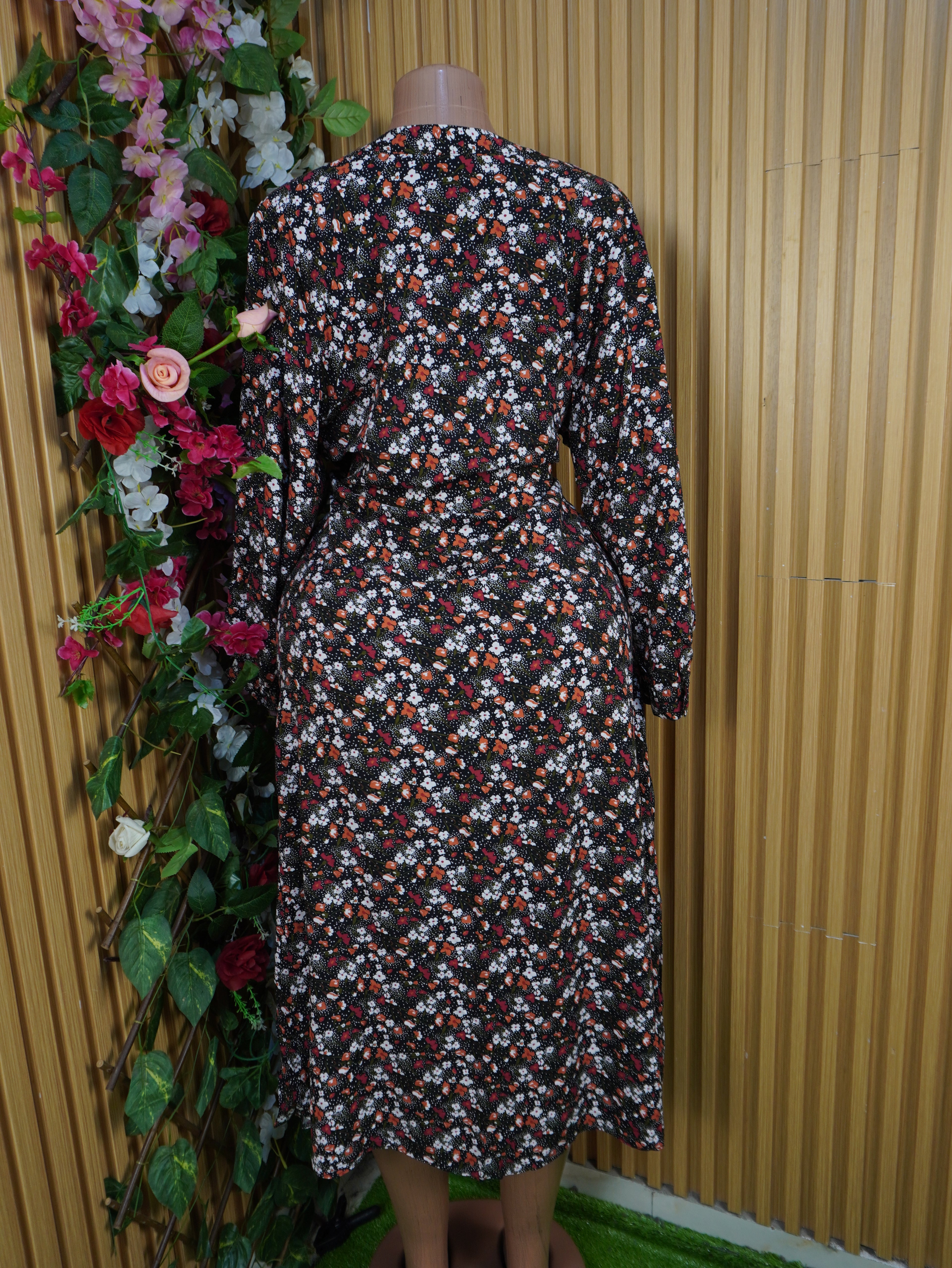 Robe évasée mi-longue manches longues-XL