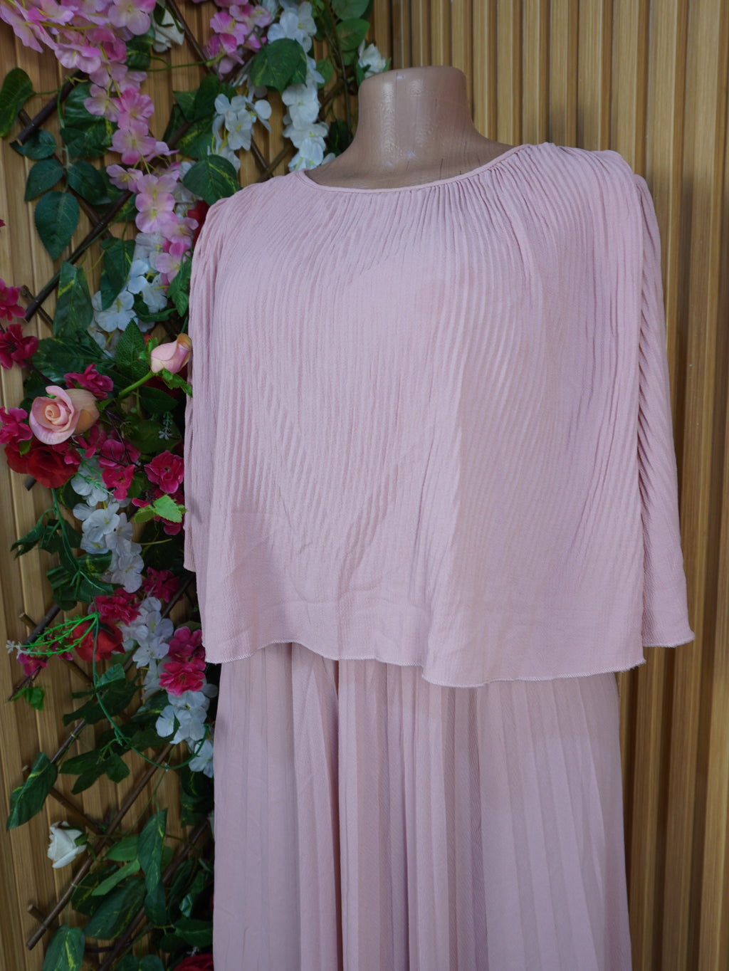 Robe évasée longue sans manches plissée-XL